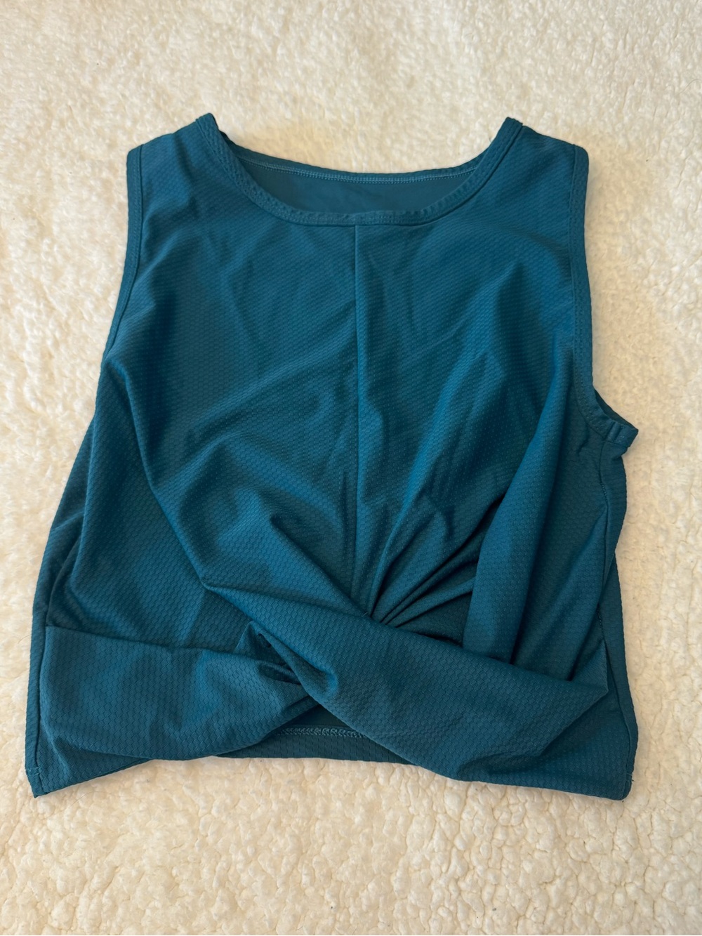 Honeycut Dancewear Womens Size Medium Teal Twist Front Cropped Tank Top